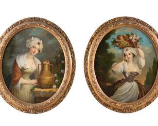 Lot 66: Two 19th C French School Portraits of Girls
