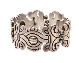 Lot 96: Hector Aguilar Mexican Silver Maguey Bracelet