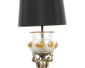 Lot 215: Figural and Bohemian Glass Lamp