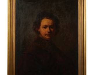 Lot 65: School of Rembrandt Self Portrait Painting