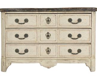 Lot 30: 18th C French Painted Three Drawer Chest