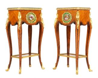Lot 19: Pair 19th C French Satinwood Teapoys Ex-Christie's