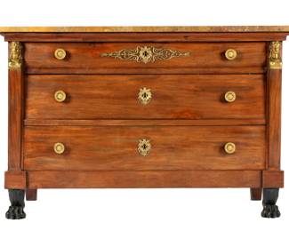 Lot 183: French Empire Mahogany Marble Top Commode