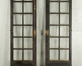 Lot 395: Pair French Black and White Painted 12 Light Doors
