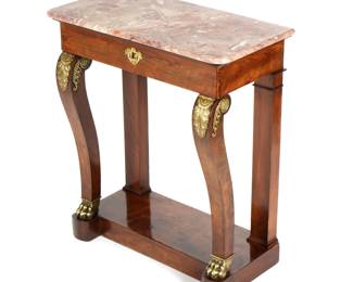 Lot 213: French Empire Style Marble Top Console Table