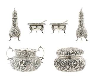 Lot 57: Six American Sterling Silver Repousse Table Items