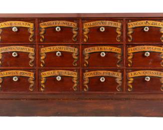 Lot 26: Paint Decorated 12 Drawer Apothecary Chest
