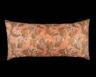 Lot 333: Continental 18th C Silk Brocade Formal Bed Cushion