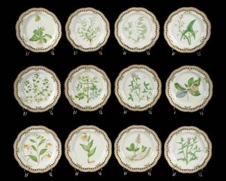 Lot 50: Twelve Royal Copenhagen Flora Danica Dinner Plates
