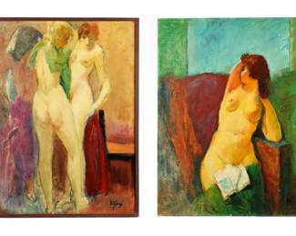 Lot 273: Two Large Loran Wilford Portraits of Nude Women