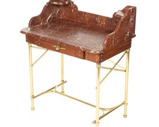 Lot 49: French Rouge Marble Top and Brass Washstand
