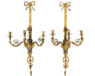 Lot 99A: Pair Louis XVI Style Bronze Wall Sconces