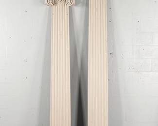 Lot 345: Pair Carved and Painted Columns Scroll Capitals