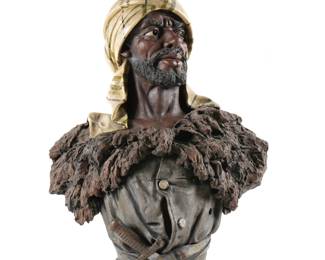 Lot 224: Polychrome Decorated Terracotta Orientalist Bust