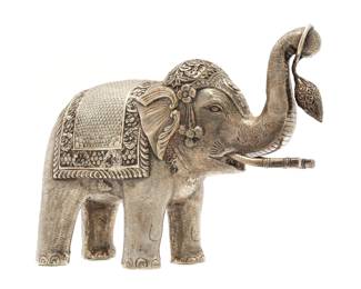 Lot 239: Repousse Sterling Silver Figural Elephant
