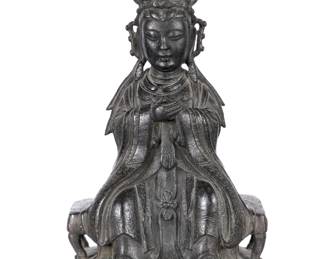 Lot 69: Chinese Ming Dynasty Seated Guanyin Bronze Figure