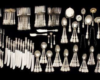 Lot 113: 145pc Whiting Louis XV Sterling Flatware Set