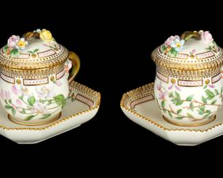 Lot 54: Two Royal Copenhagen Flora Danica Custard & Saucer