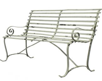 Lot 153A: Painted Wrought Iron Garden Bench