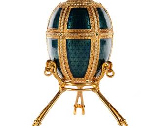 Lot 217: Faberge Style Enameled and Jeweled Egg