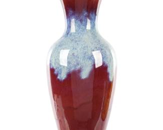 Lot 235: Tall Chinese Oxblood Flambe Porcelain Vase