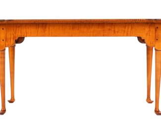 Lot 193: D.R. Dimes Porringer Top Tiger Maple Side Table