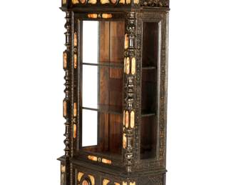 Lot 42: Italian Inlaid Stone and Gilt Curio Cabinet
