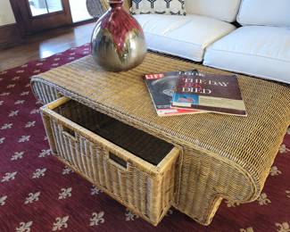 Storage wicker coffee table