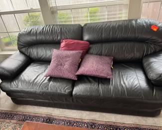 2 Matching Black Leather Couches