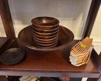 10 wooden bowls and Handmade Bowl