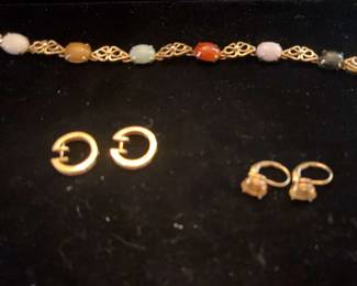 14K Gold Bracelet And 14K Gold Earrings