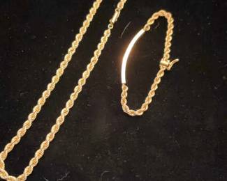 14K Gold Necklace And Bracelet