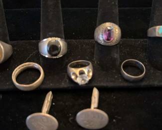 Sterling Silver Rings And Cuff Links