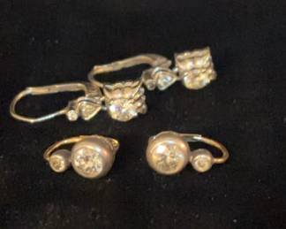 Two Pair Of Antique Diamond Earrings
