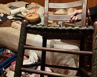 Carved Christmas chair with woven seat