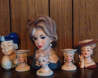 Napcoware, Royal Copley Porcelain Lady Head Vases