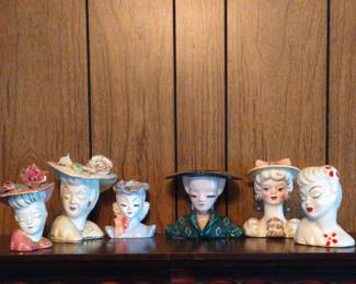 Atlas Porcelain Lady Head Vases