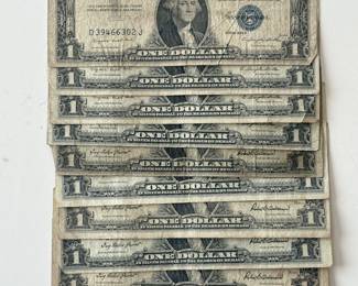 Group of 10 - 1935 Series $1 Silver Certificates Circulated Condition