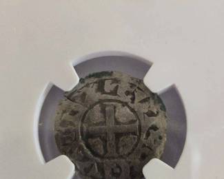 Medieval France Abbey of Saint Martin de Touraine Silver Denier 1150-1200 AD in NGC Slab