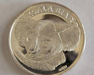 Vintage 1 Ounce .999 Fine Silver Round "Koala Bear"