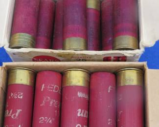 Lot 403. One box of 25 Federal premium magnum and one vintage box of 23 Sears 12-gauge {#}6 shotgun shells