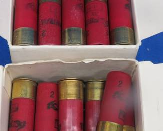 Lot 402. Two boxes (46 total) of Federal seconds 12-gauge {#}2 mag shotgun shells.