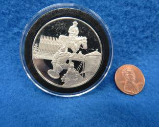 Lot 110. 1977 Postmasters of America sterling silver medallion. Total coin weight 24.5 grams.