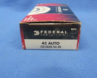 Lot 135. Federal 45 auto. 230-grain. Full box of 50 rounds.