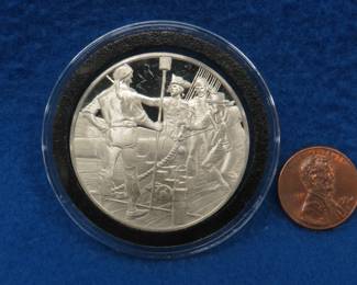 Lot 119. 1975 Postmasters of America sterling silver medallion. Total coin weight 24.2 grams.