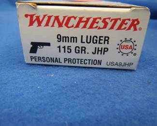 Lot 305. 50 Winchester 9mm Luger cartridges