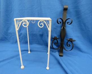 Lot 206. Cast iron plant stand and wall sconce