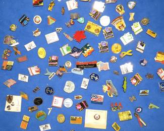 Lot 395. Lapel pinback collection including Super Bowl XXII and U.S. Loyalty day