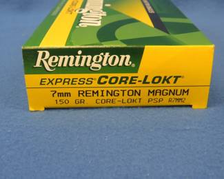 Lot 81. Remington Express 7mm. 150-grain Core-Lokt PSP. Full box of 20 rounds.