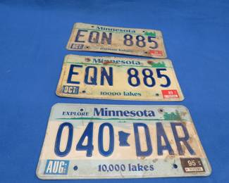 Lot 73. Three MN license plates